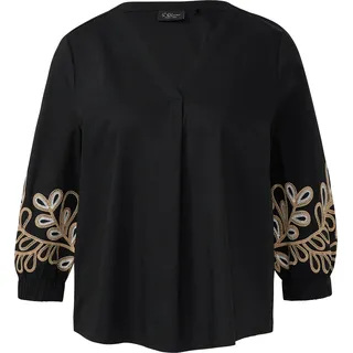 s.Oliver Popeline-Bluse mit Stickerei schwarz XS