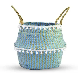 Famanu Aufbewahrungskorb aus Seegras – Boho Stil – Wäschekorb, Spielzeugbox oder Dekokorb