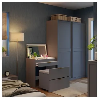 Vicco Schminkkommode Wanja Grau 80 cm mit Bank und LED-Spiegel