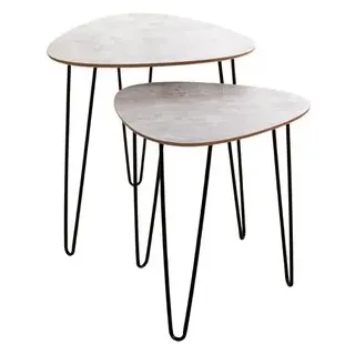 Haku-Möbel Beistelltisch 25656, Messina, beton, 2er Set, dreieckig