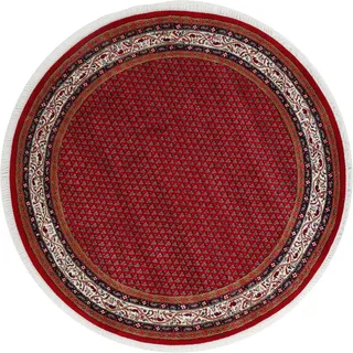 Orientteppich »Chandi Mir«, rund, reine Wolle handgeknüpft, mit Fransen, 61639663-0 rot/creme 12 mm