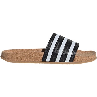 Badesandale ADIDAS ORIGINALS "ADILETTE CORK W" Gr. 39, schwarz-weiß (schwarz, weiß) Schuhe Badelatschen Pantolette Schlappen Strandschuhe