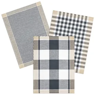 Kracht Geschirrtuch Landhaus, (Set, 3-tlg., Set), 3er Pack Geschirrtücher (3 Stück), ca. 50 x 70 cm, Halbleinen