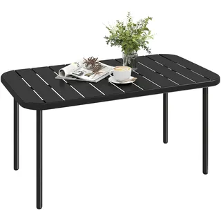 Beistelltisch Balkontisch aus Stahl Rechteckig für Balkon, 90x50x43 cm Schwarz