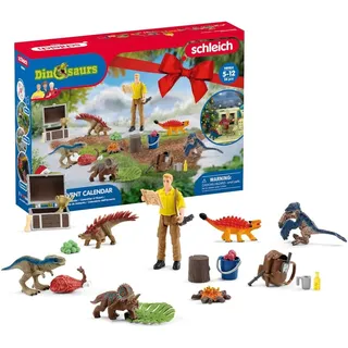 schleich DINOSAURS | Adventskalender 2025 - 98984 | mit beweglicher Figur, 6 Mini Dinos, Schatzkiste & Zubehör | Dinosaurier Spielzeug & Geschenkidee für Kinder ab 5 Jahren | 24 Teile (FR/IT Version)