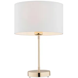 Tischleuchte Argon Karin, Weiß, Gold, Metall, Textil, zylindrisch,zylindrisch, 25x25x44 cm, CE, Lampen & Leuchten, Innenbeleuchtung, Tischlampen, Tischlampen