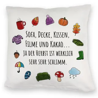 speecheese Dekokissen Gemütlichkeit Kuschelkissen mit Spruch Der Herbst ist wirklich schlimm