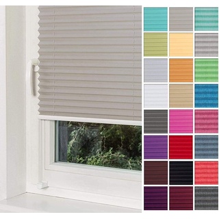 Home-Vision® Premium Plissee Faltrollo ohne Bohren mit Klemmträger / -fix (Grau, B30cm x H100cm) Blickdicht Sonnenschutz Jalousie für Fenster & Tür