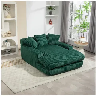 LuxusKollektion Schlafsofa Sofa Cord Bodensofa 3 Kissen 150kg Tragkraft Schaum Smaragd grün