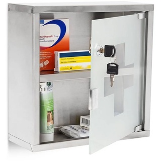 relaxdays Medizinschrank Medizinschrank EMERGENCY Edelstahl L