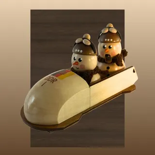 Räuchermann Schneemänner in DDR Bob braun/Natur original Erzgebirge I Räucherfigur aus Holz I Höhe 7 cm I Weihnachtsdeko I schöne Geschenkidee I Dekoration innen I Weihnachten I Räuchermännchen