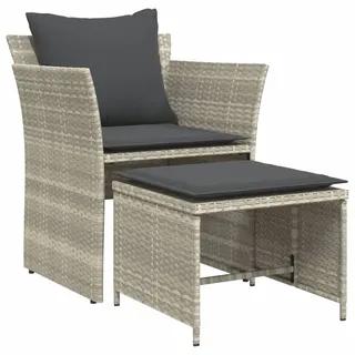 vidaXL Gartenstuhl mit Fußhocker 64 x 69 x 21 cm grau