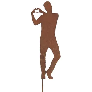 440s Gartenfigur 440s Rost Figur Tom mit Herz ca 28 cm H auf Stab, (Stück) braun