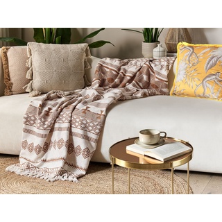 Decke Baumwolle beige / braun 130 x 180 cm orientalisches Muster JORHAT