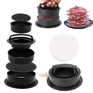 Burgerpresse Mit 100 Blatt Burger Papier,Burger Pattie Presse 4 In 1 Set,Hamburgerpresse,Patty Presse,Burger Presse,Burger Maker,Burger Patty Presse,Patties Presse Für Leckere Hamburger,Patties