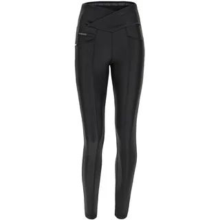 FREDDY - N.O.W.® Hose mit überkreuztem Bund, super hoch, aus laminiertem Kunstleder, Schwarz , Small - S