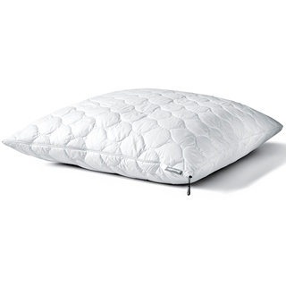 Baumwollkissen DUNLOPILLO "Fusion 40x80 oder 80x80 cm, luftdurchlässig, Climate-Control-Bezug" Kopfkissen Gr. B/H/L: 80 cm x 15 cm x 80 cm, Baumwolle, 1 St., weiß Allergiker Kopfkissen Dunlofill Helix-Micro-Faser, allergikerfreundlich, hohe Qualität