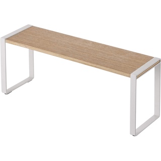 Yamazaki 3155 Tosca Küchenregal L, weiß, Stahl/Holz, Minimalistisches Design, 40 x 12 x 15,5 cm (LxBxH)