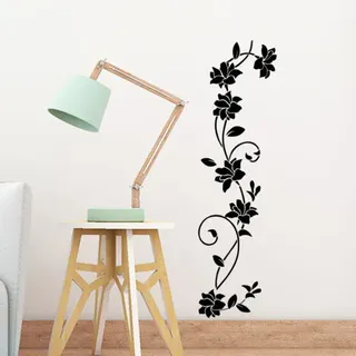 Bunthaus Schwarze Blumenrebe, Vinyl-wandaufkleber, Kühlschrank, Fenster, Schrank, Wohnzimmer, Dekoration, Diy, Wandtattoos, Kunstwand, Heimdekoration