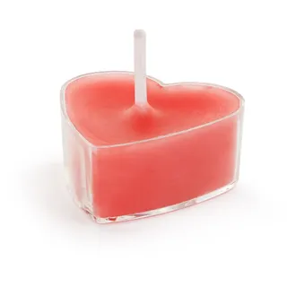 partydeco Teelicht, Teelichter Kerzen Wachs 2x4cm Herzen 10 Stück Rot / Transparent rot