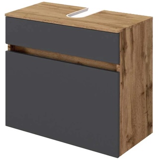 Waschtischschrank in Dunkelgrau und Wildeiche Optik 60 cm breit