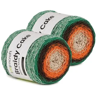 Makramee Cake Garn 2er Set, Tannenbaum, Loopncraft, 2 X 250m - 250g Farbverlaufsgarn, Recycling Garn