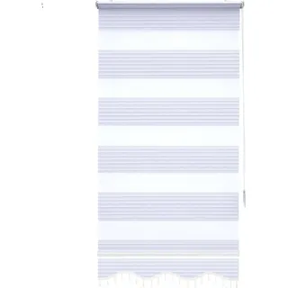 Doppelrollo ohne Bohren Duorollo Fenster Rollo Klemmfix Weiß Sonnenschutz Perlen 50 cm-200 cm - Weiß
