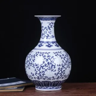 PUFAHAU Chinoiserie Jingdezhen Keramikvase, Ornamente, Blaues Und Weißes Porzellan, Dünner Reifen, Lichtdurchlässigkeit, Flasche, Heimdekoration, Wohnzimmer, Couchtisch, Weinschrank, Dekoration