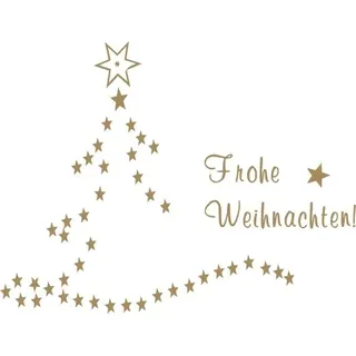 Fensterdekoration Aufkleber "Tannenbaum Weihnachtsbaum, Frohe Weihnachten", Sterne - 700061 Fensterbild/Fensteraufkleber, Weihnachtsdeko 58x44cm, gold