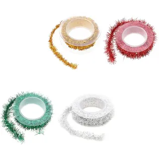 4 Rollen Weihnachten Dünne Lametta Girlande Mini Metallic Girlande Glitter Band Hängen Dekoration für Weihnachtsbaum Weihnachten Hochzeit Geburtstagsfeier Liefert Gold Rot Grün