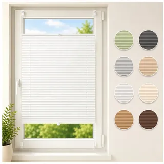 Sekey Plissee Plissee ohne Bohren Klemmfix verspannt für Fenster & Tür Lichtschutz, blickdicht, Klemmfix Montage ohne Bohren, Klemmfix, Faltenstore Klemmfix Lichtschutz und Sichtschutz 105x120cm Weiß weiß 105 cm x 120 cm