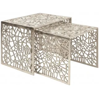 FineBuy FineBuy, Couchtisch in Silber / Aluminium / 50x40x40 | Gr.: onesize