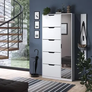 Vicco Luca 90 x 180,5 x 22 cm mit 5 Kippfächern & Spiegel / weiß