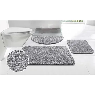 OTTO home Badematte Vanessa meliert, Badvorleger, Badezimmer Teppich, Duschvorleger, Höhe 20 mm, rutschhemmend beschichtet, strapazierfähig, Polyester, halbrund, Badteppich, weiche Haptik, unifarben grau halbrund | 50 cm x 80 cm x 20 mm