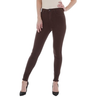 Ital-Design Skinny-fit-Jeans Damen Freizeit Used-Look Stretch High Waist Jeans in Braun braun XL/42