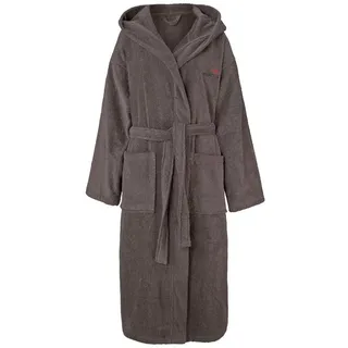 KangaROOS Unisex-Bademantel Cassidy, für Damen & Herren, Standardlänge & Überlänge, Langform, Walkfrottee, Kapuze, Gürtel, mit Taschen, Männer und Frauen, Baumwolle, Reise, Hotel, Sauna, S-3XL grau S | 120 cm