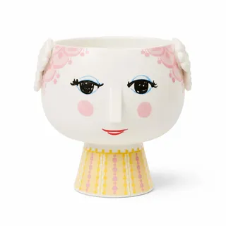 Bjørn Wiinblad Eva Frauenkopf Übertopf mit Fuß aus Porzellan in der Farbe Pink, Größe: 14,5 x 15,5cm, 56535