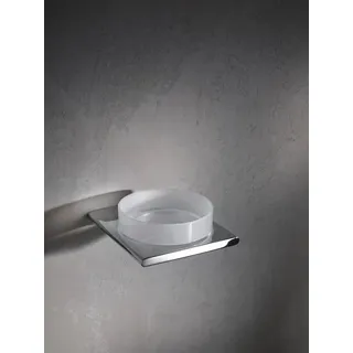 Keuco Seifenschale Edition 400, Breite: 8.80 cm, Metall verchromt, mit Kristallglasschale, Made in Germany, Wandmontage silberfarben