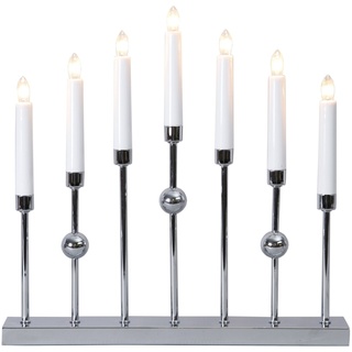 Fensterleuchter GUSTAVO - Kerzenleuchter - 7flammig - warmwei√üe Kerzen - H: 37cm - Schalter - silber
