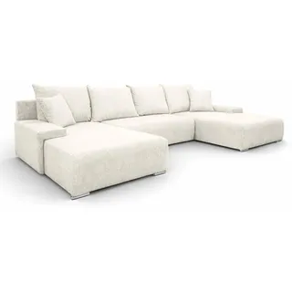 Kaiser Möbel Ecksofa, Ecru, Kunststoff, Metall, 6-Sitzer, Füllung: Polyurethan (PUR),Polyurethan (PUR),Komfortschaum, 348x93x188 cm, Wohnzimmer, Sofas & Couches, Wohnlandschaften, Wohnlandschaften in U-Form