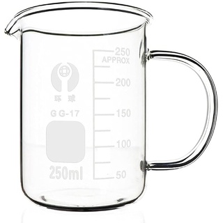 250 ml Glas-Messbecher, verdickter klarer V-förmiger Ausguss, hitzebeständige Flüssigkeits-Messbecher mit Waage, Backwerkzeug für Milch, Kaffee