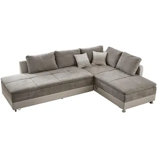 luma-home Eckcouch Kunstleder 4-Sitzer Graubraun/Beige