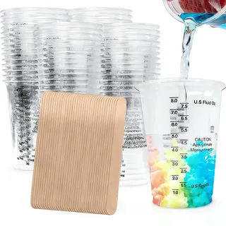 Herbst 50 Stück Mischbecher Epoxidharz, 240 ml Messbecher | mit Skala und 50 Rührstäben, Mischen von Glitzer, Farben und Pigmenten