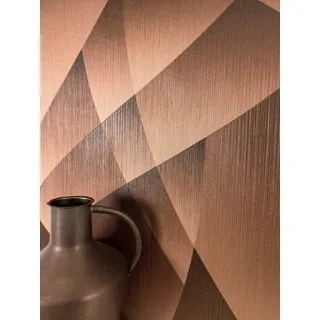 Newroom Vliestapete Arael Copper Tapete Mustertapete Grafik,Linien,Linien, Bronze Tapete Modern Grafik - Mustertapete Streifentapete Kupfer Metallic 3D Optik Grafisch Linien Linien für Wohnzimmer Schlafzimmer Küche, Streifentapete rot