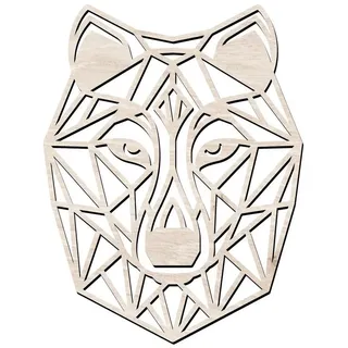 Namofactur 3D-Wandtattoo 3D Wandtattoo Wandbild Wolf aus Holz, Wald Wanddeko Polygon Wolf moderne Wandgestaltung für Adventure Fans weiß
