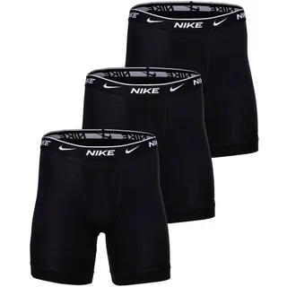 NIKE Herren Boxer Shorts, 3er Pack - Boxer Brief long, Cotton Stretch, Logobund Schwarz L