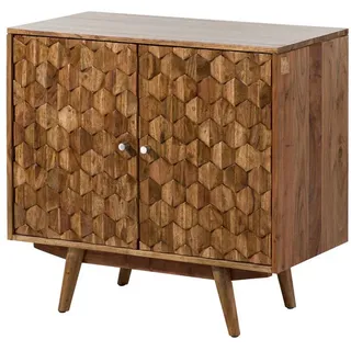 Massivmoebel24 Kommode Akazie 80 x 75 x 42 cm Natur lackiert / Beige