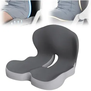 ibettertec Sitzkissen Hämorrhoiden Sitzkissen Orthopädisch für Hämorrhoiden Eisseide Gewebe, Ergonomisches Sitzring Memory Foam Kissen für Bürostuhl Auto Rollstuhl grau