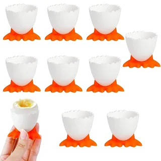 Norhogo 9 Stück Eierbecher Set, Cartoon Eierständer, Eeierwärmer lustig, eierbecher Plastik, Kinder Frühstücks Eierbecher Set, eierbecher mit füßen Set, eierbecher für Weich für gekochte Eier