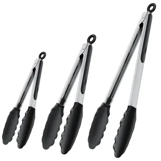 YC Kitchen Silikon Küchenzange, Hitzebeständig Silikonzange, 35/23/18 cm | Verriegelbare Silikonzange, Grillzange mit Silikongriff, ideal zum Kochen & Grillen,Sichere Verriegelung für präzises Greifen